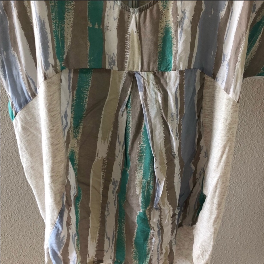 Anthro Porridge Elva Pleated Mixed Media Top View 4